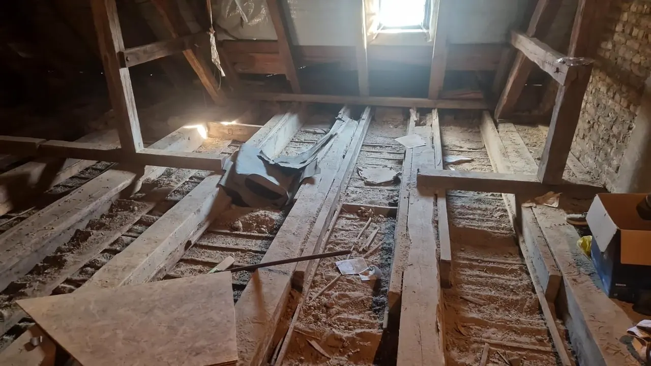 Before: the old attic with its existing timbers