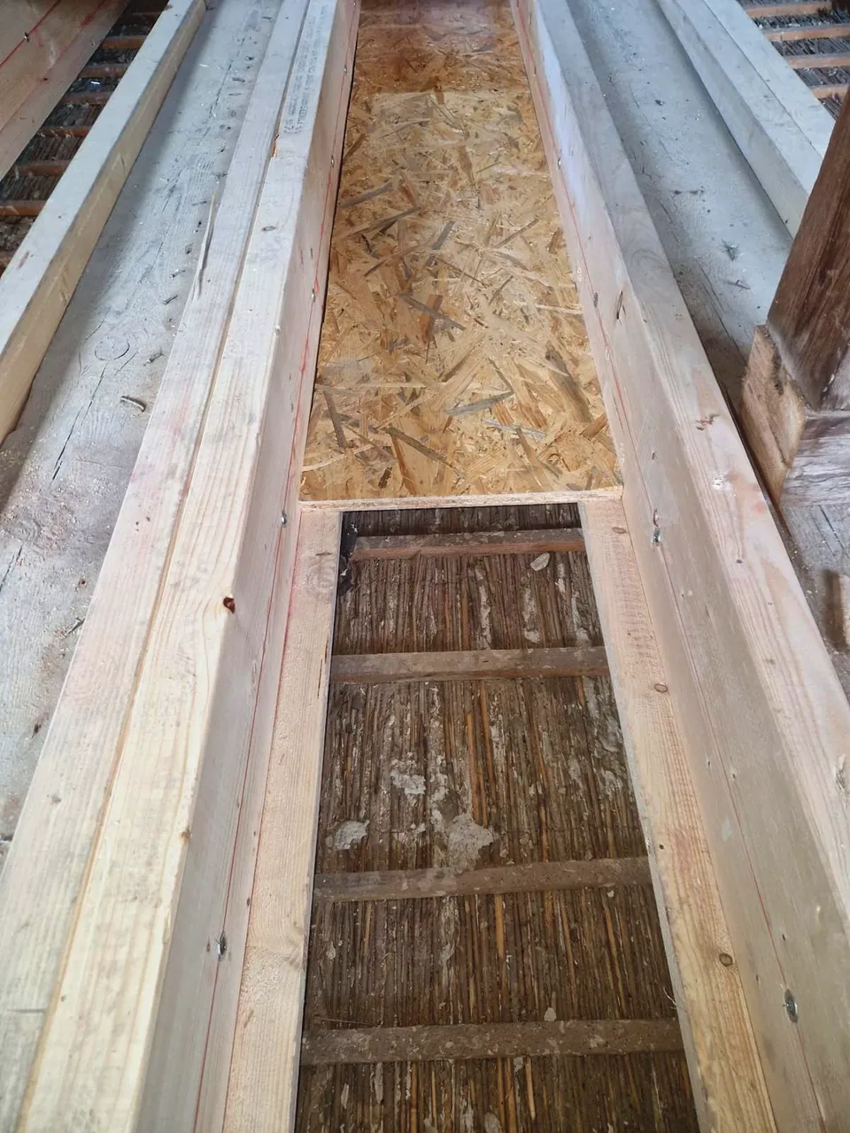 New joists with OSB boards in between